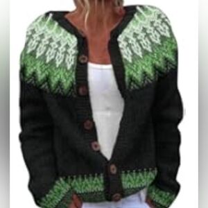 Green and Black Women's Cardigan